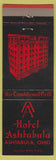 Matchbook Cover - Hotel Ashtabula OH