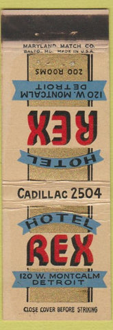 Matchbook Cover - Hotel Rex Detroit MI