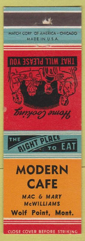 Matchbook Cover - Modern Cafe West Point MT