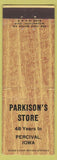 Matchbook Cover - Parkison's Store Percival IA