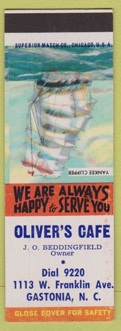 Matchbook Cover - Oliver's Cafe Gastonia NC SAMPLE