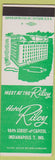 Matchbook Cover - Hotel Riley Indianapolis IN SAMPLE