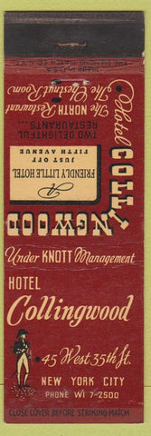 Matchbook Cover - Hotel Collingwood New Yrok City WEAR