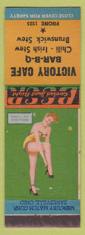 Matchbook Cover - Victory Cafe BBQ  pinup Irish Stew Chili Brunswick Stew