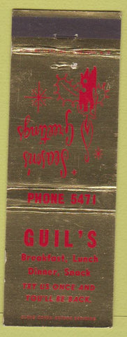 Matchbook Cover - Guil's restaurant NO TOWN Christmas
