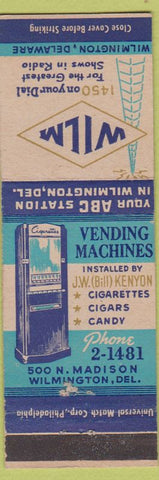Matchbook Cover - WILM Radio Wilmington DE Vending Machines