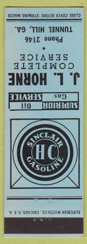 Matchbook Cover - JL Horne Sinclair oil gas Tunnel Hill GA