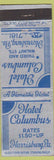 Matchbook Cover - Hotel Columbus Harrisburg PA