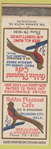 Matchbook Cover - Golden Pheasant Cafe Oklahoma OK
