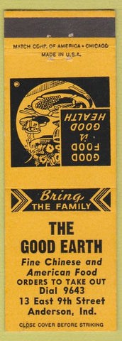 Matchbook Cover - The Good Earth Anderson IN Chinese Restaurant