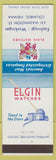 Matchbook Cover - Elgin Watches Columbus IN Fischvogt Workinger