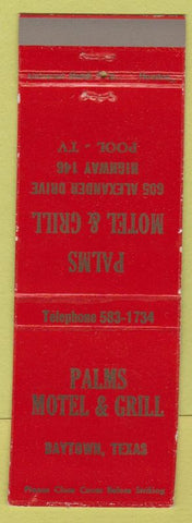 Matchbook Cover - Palms Motel Grill Baytown TX