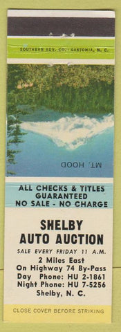 Matchbook Cover - Shelby Auto Auction NC