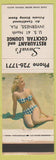 Matchbook Cover - Sweat's Restaurant Inverness FL pinup WEAR