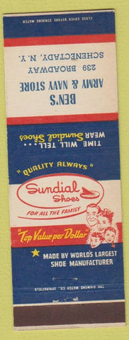Matchbook Cover - Sundial Shoes Ben's Army Navy Store Schenectady NY