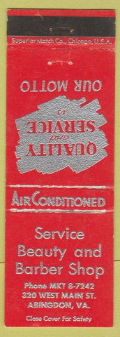 Matchbook Cover - Service Beauty Barber Shop Abingdon VA