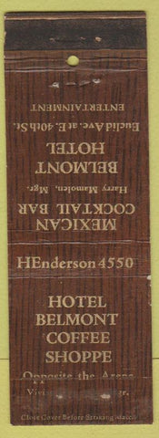 Matchbook Cover - Hotel Belmonte Coffee Shop Mexican Bar Cleveland OH WEAR