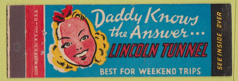 Matchbook Cover - New York Port Authority Lincoln Tunnel girlie