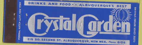 Matchbook Cover - Crystal Garden Albuquerque NM Federal full length