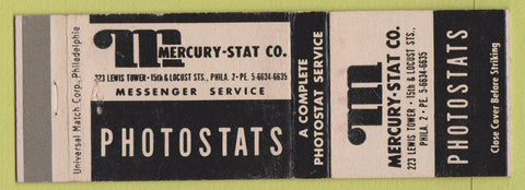 Matchbook Cover - Mercury Stat Messenger Service Philadelphia PA WEAR