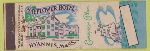 Matchbook Cover - Mayflower Hotel Hyannis MA Feature WEAR
