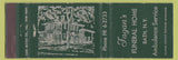 Matchbook Cover - Fagan's Funeral Home Bath NY Ambulance Service