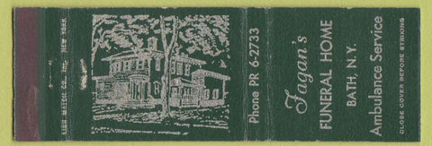 Matchbook Cover - Fagan's Funeral Home Bath NY Ambulance Service
