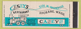 Matchbook Cover - Casey's Restaurant Spokane WA