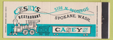Matchbook Cover - Casey's Restaurant Spokane WA