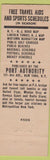 Matchbook Cover - New York Port Authority baseball