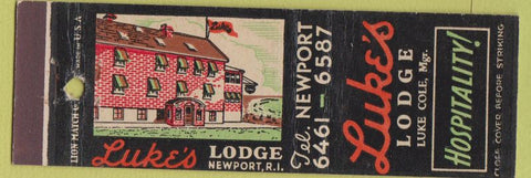 Matchbook Cover - Luke's Lodge Newport RI