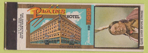 Matchbook Cover - Plains Hotel Cheyenne WY