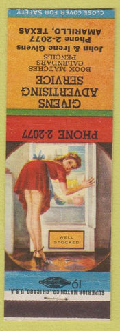 Matchbook Cover - Givens Advertising Amarillo TX pinup