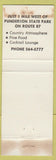 Matchbook Cover - Country Squire Inn Newbury OH blue