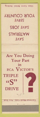 Matchbook Cover - RCA Victor Factory? Save Materials