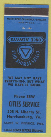 Matchbook Cover - Cities oil gas Harrisburg VA