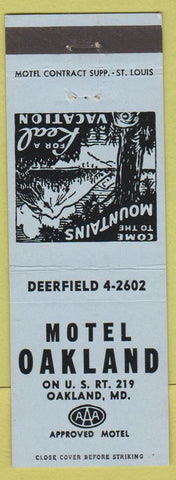 Matchbook Cover - Motel Oakland MD