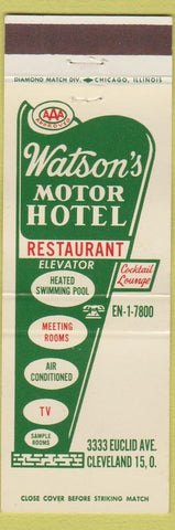 Matchbook Cover - Watson's Motor Hotel Cleveland OH WORN