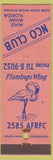Matchbook Cover - NCO Club Miad Miami FL Flamingo WEAR