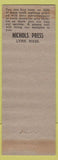 Matchbook Cover - Nichols Press Lynn MA WEAR