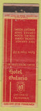 Matchbook Cover - Hotel Ontario CA