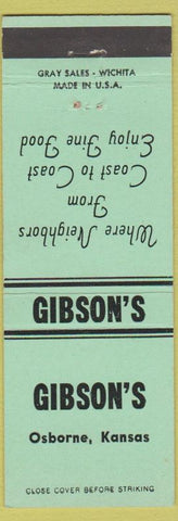 Matchbook Cover - Gibson's Restaurant Osborne KS
