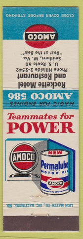 Matchbook Cover - Amoco oil gas Rockette Motel Restaurant Smithers WV