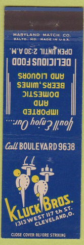 Matchbook Cover - Kluck Bros Cleveland OH restaurant