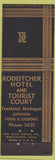 Matchbook Cover - Rodeitcher Hotel Court Freeland MI
