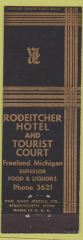 Matchbook Cover - Rodeitcher Hotel Court Freeland MI