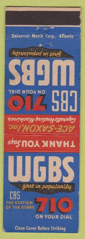 Matchbook Cover - WGBS Radio CBS Miami Fort Lauderdale FL vending