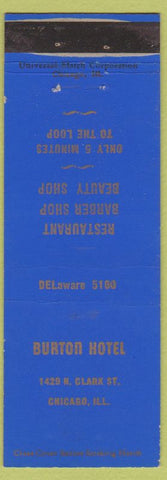 Matchbook Cover - Burton Hotel Chicago IL