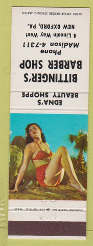 Matchbook Cover - Bittinger's Barber Shop New Oxford PA pinup
