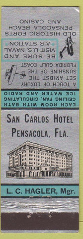 Matchbook Cover - San Carlos Hotel Pensacola FL